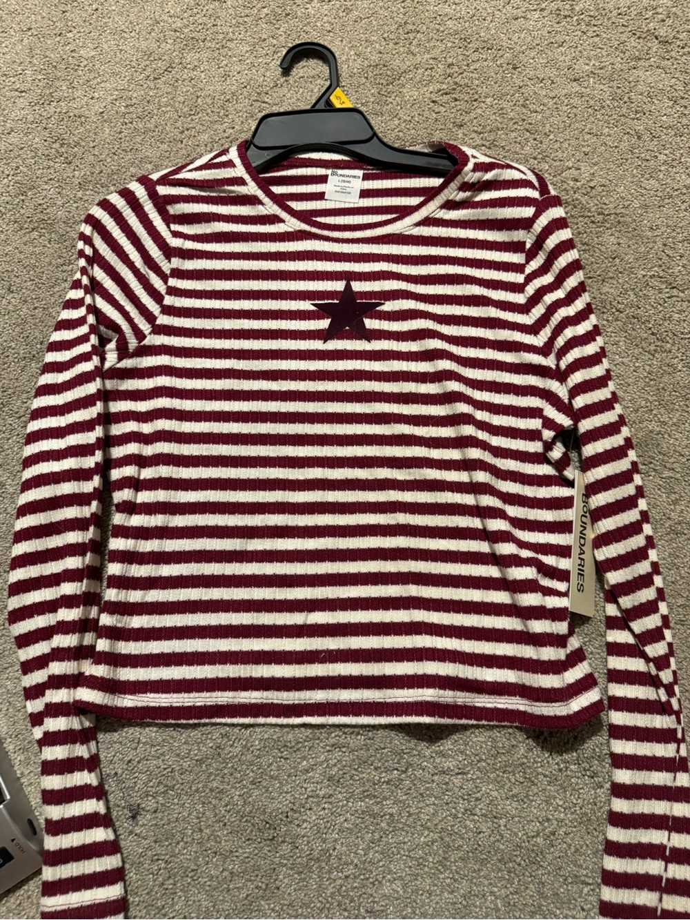 Striped Burgundy and White Star Shirt- Large